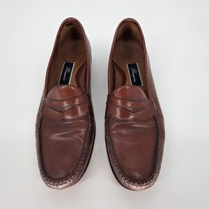 Italy Bragano Cole Haan Men's 11 M Brown Leather Penny Loafers Shoes Woven